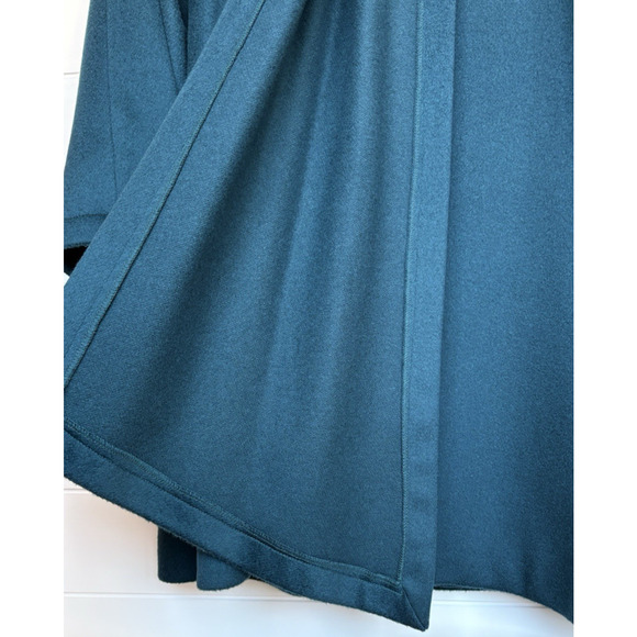 Vintage John Weitz Wool Overcoat Teal Gold Button Draped Scarf Collar Poland 12 - Picture 14 of 16